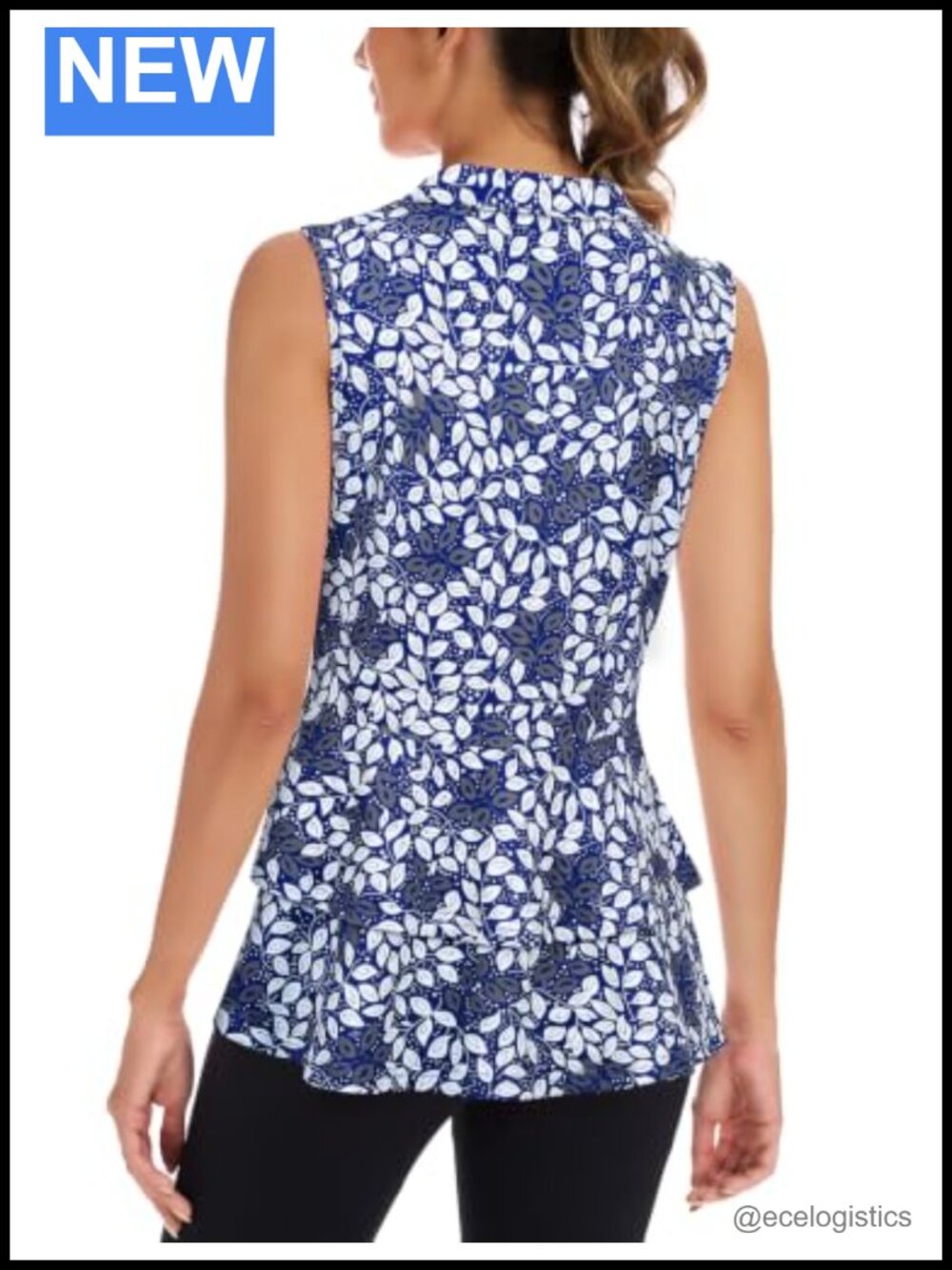 Women's Golf Vest Athletic 4-Way Stretch Peplum Full Zip Pockets